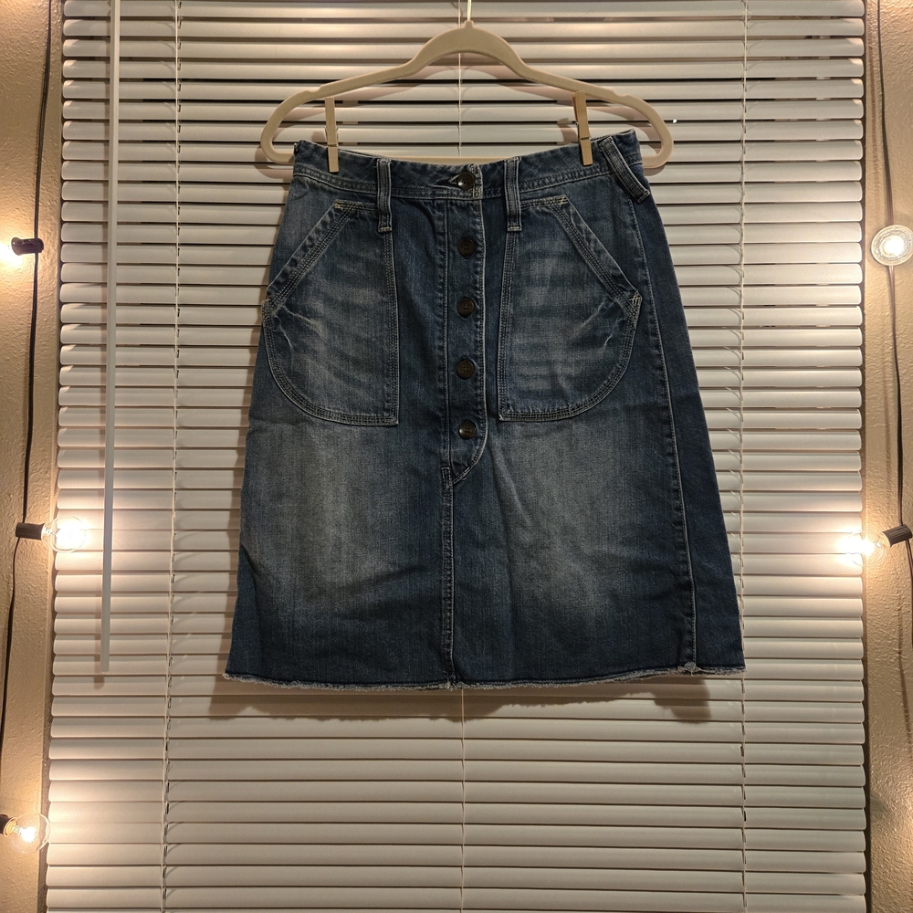 Denim Button-Front Skirt
